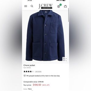 J. Crew Chore Jacket Men’s L Navy
